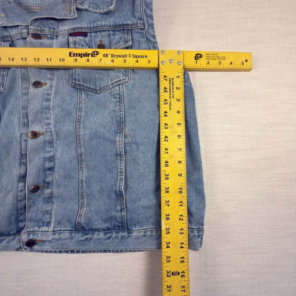 Jerxxs Vintage Denim Vest Blue Button Front